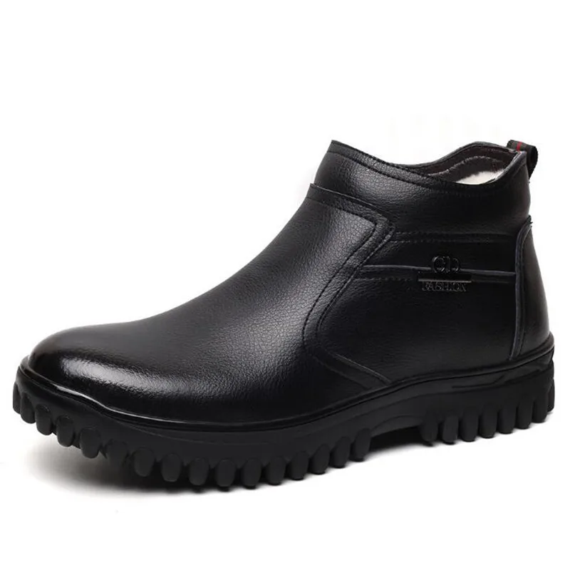 Большие размеры 38-47 зимние мужские ботинки меховые шерстяные удобная теплая