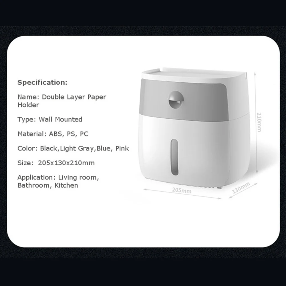 

Bathroom Toilet Paper Roll Holder Water-proof Press Type Tissue Dispenser Box Storage Rack Drawer Wall Mount for Toilet