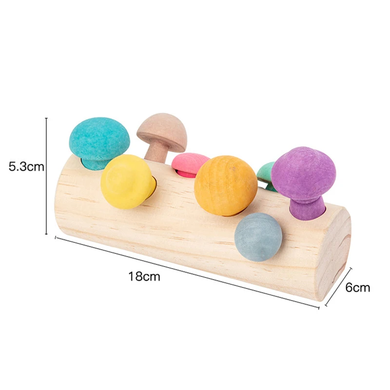 

Wooden Rainbow Blocks Mushroom Picking Game Montessori Educational Wooden Baby Toys Developmental Shape Matching Assembly Grasp