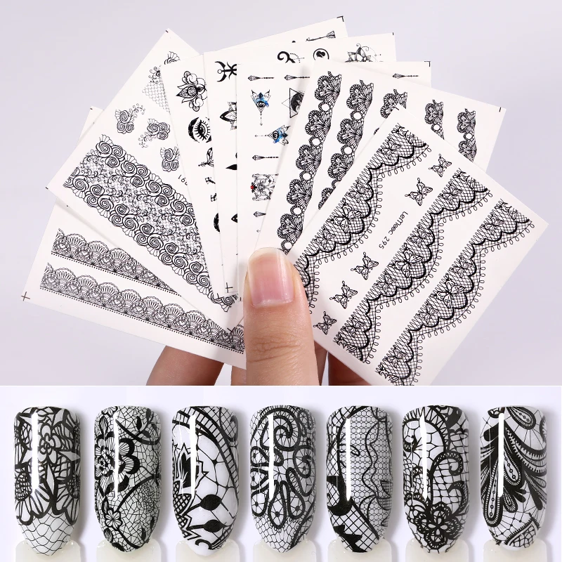 1 лист кружева цветок вода наклейка Дизайн ногтей Наклейка Красота водяной знак
