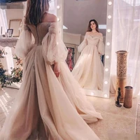 lvory evening gowns organza off the shoulder long sleeves formal dress robe de soir%c3%a9e se marriage prom dresses plus size