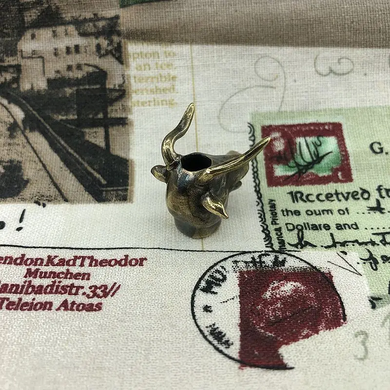 1 шт. бусы EDC на ревочке с головой быка череп ретро латунный оксид Зонт веревка