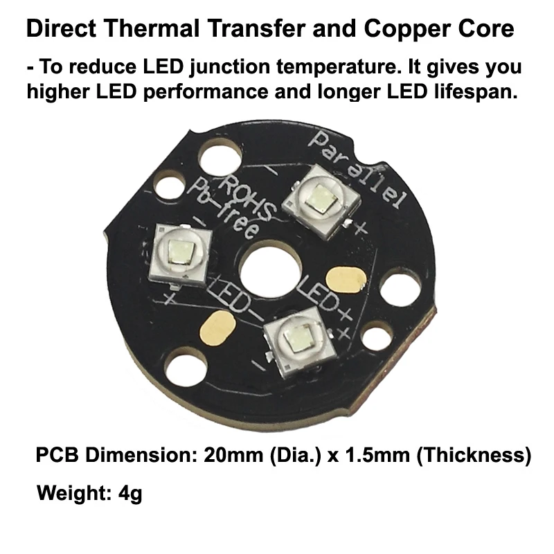 Тройной светодиодный излучатель Cree XP-E2 Green 3535 нм SMD с KDLITKER 20 мм DTP Copper MCPCB