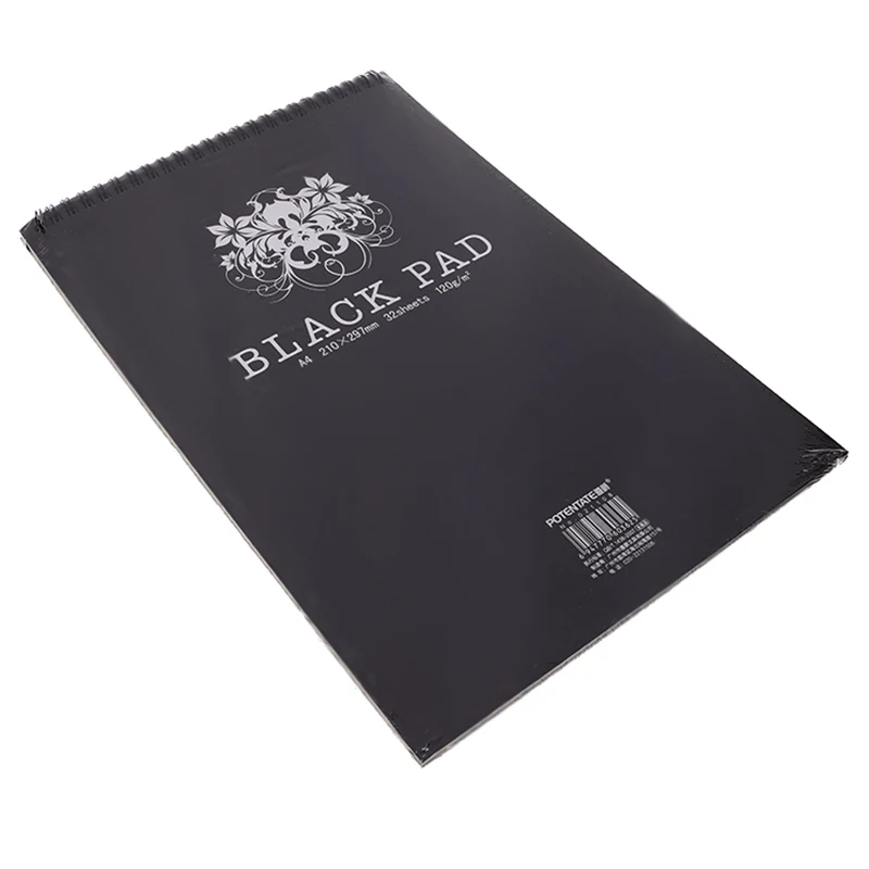 Блокнот для записей A3/A4/A5 в стиле ретро альбом рисования акварелью черным цветом