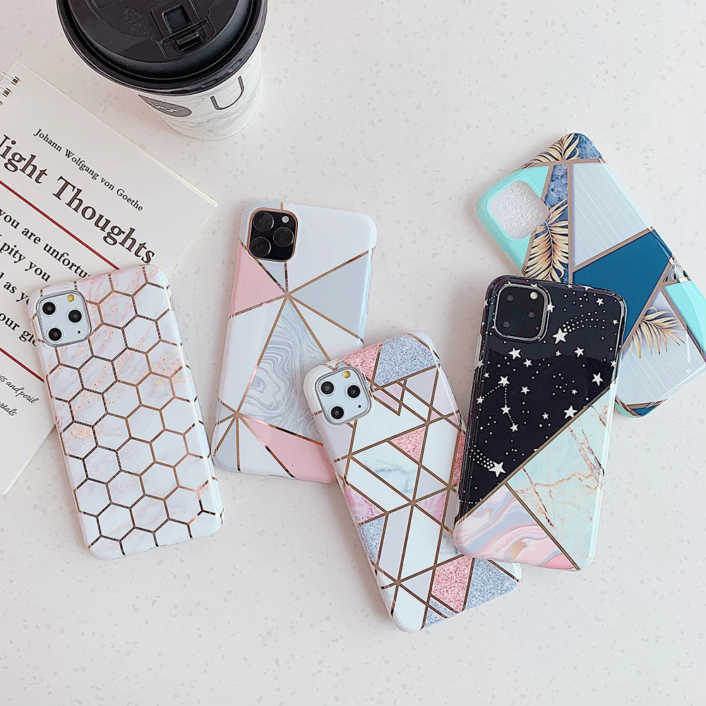 Чехол LACK для iphone 11 11Pro Max блестящий геометрический мраморный чехол телефона X XS XR 7 8