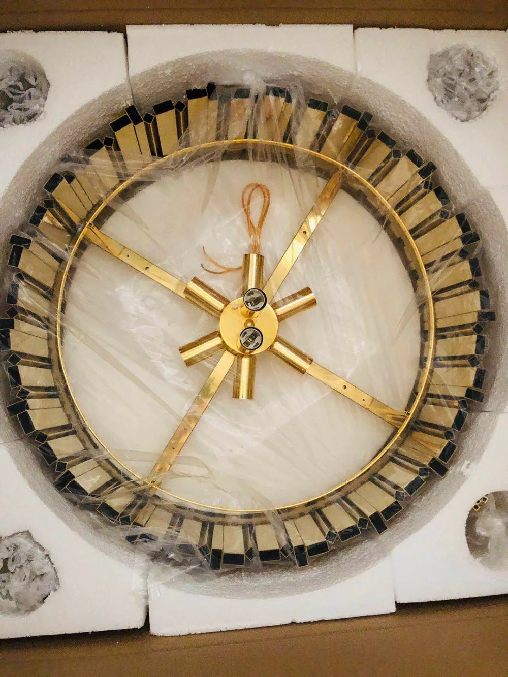 

Postmodern Golden Art Deco Stainless Steel Crystal Chandelier Lighting Lustre Suspension Luminaire Lampen For Dinning Room