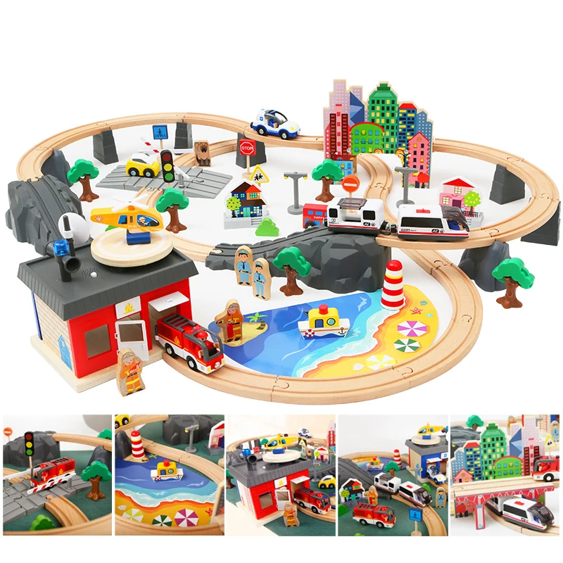 92 шт. Детский конструктор деревянный город |