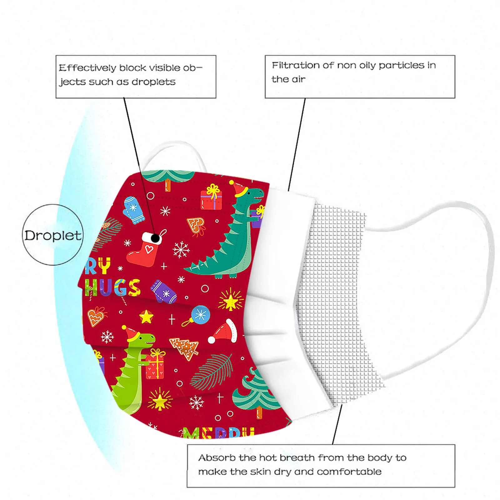 

Children Christmas Print Disposable Masks Respirator Breathable Prevent Mask Dustproof Anti-fog And Breathable Face Masks d5