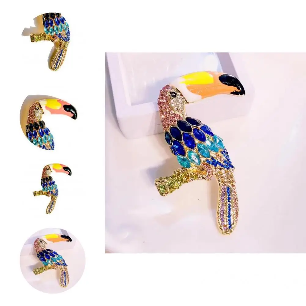 

Brooch Eye-catching Faux Crystal Rust-proof Enamel Bird Pattern Coat Brooch Coat Brooch for Wedding