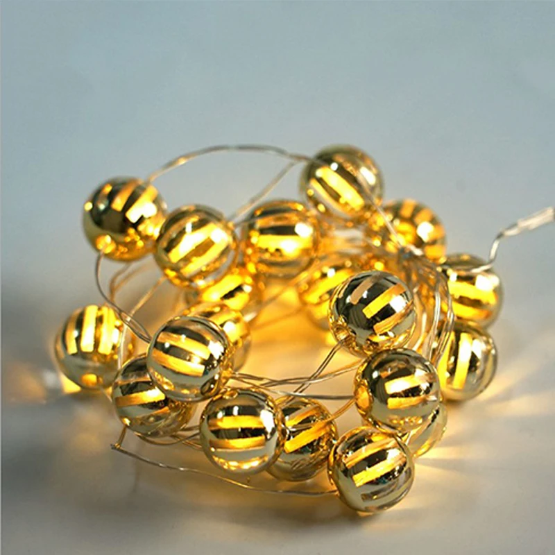 Золотой марокканский светодиодный фонарь на батарейках сказочный