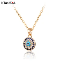 kioozol lucky blue evil eyes small round pendant gold necklace for women summer resort jewelry accessories 2021 255 ko2