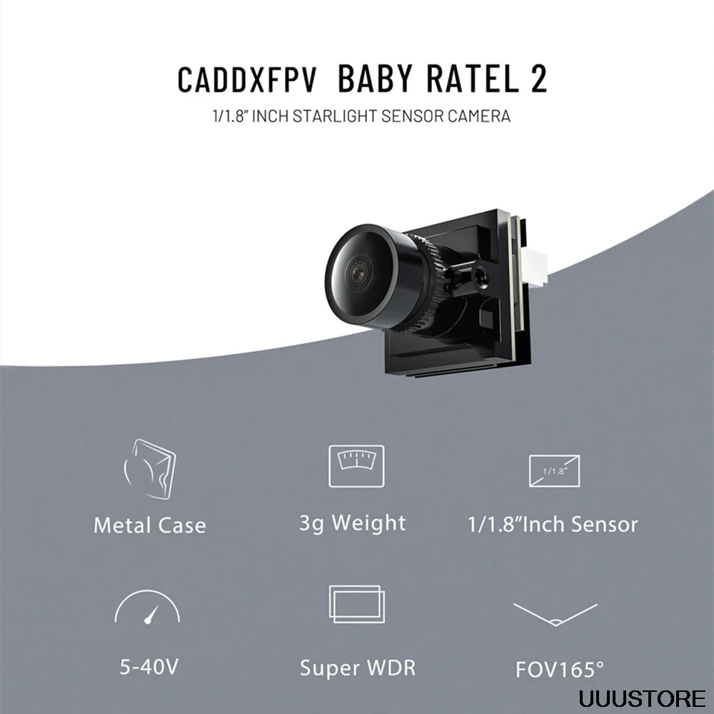 

14*14mm Caddx Baby Ratel 2 Nano Size 1200TVL 3g FOV165° Starlight Low Latency Day and Night Freestyle FPV Camera for RC Drone