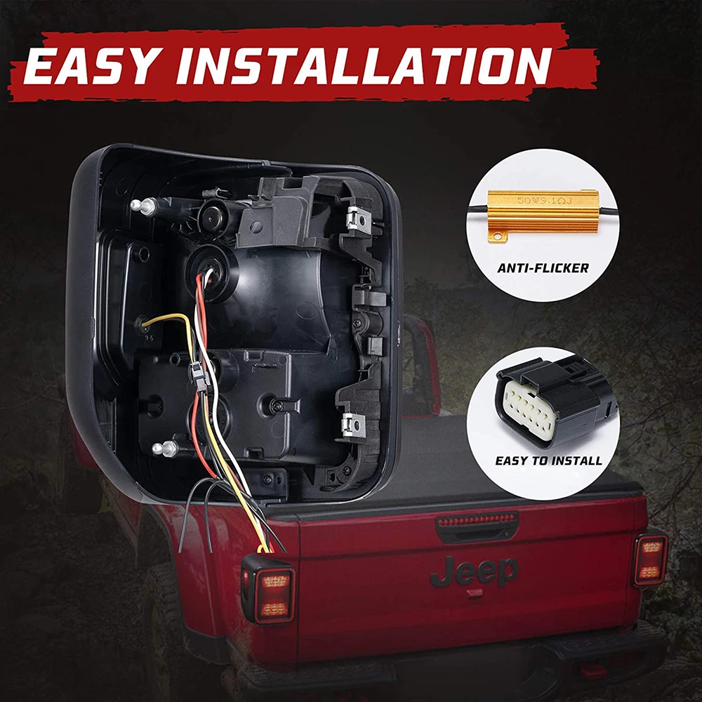 

Black Housing Smoke Lens Taillight A Pair of LED Tail Light Fits For Jeep-Gladiator JT 2020 2021