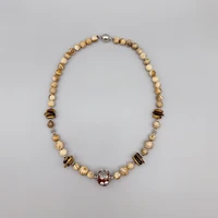 folisaunique 8mm 10mm jasper brown tiger eye necklace for women antique silver enamel ball earthy color casual choker jewelry