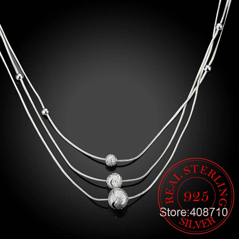 Цепочка из серебра 925 пробы с трехслойной подвеской и бусинами|pendant whistle|pendant