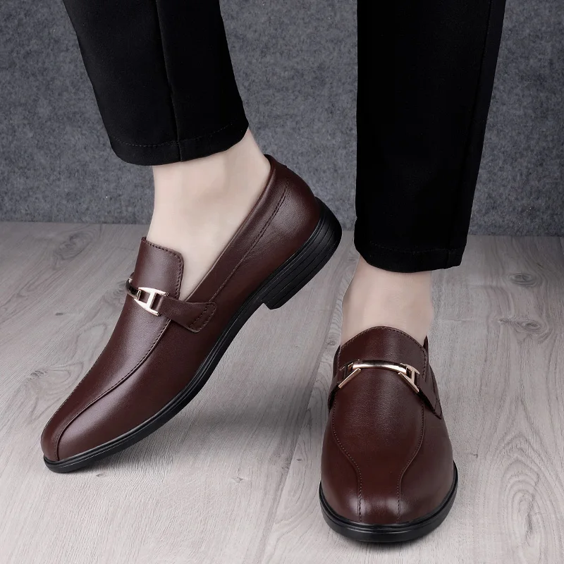 

Genuine Leather Casual Shoes Men Soft Anti-slip Rubber Loafers Moccasins Men Shoes Slip On Rubber Driving Shoes