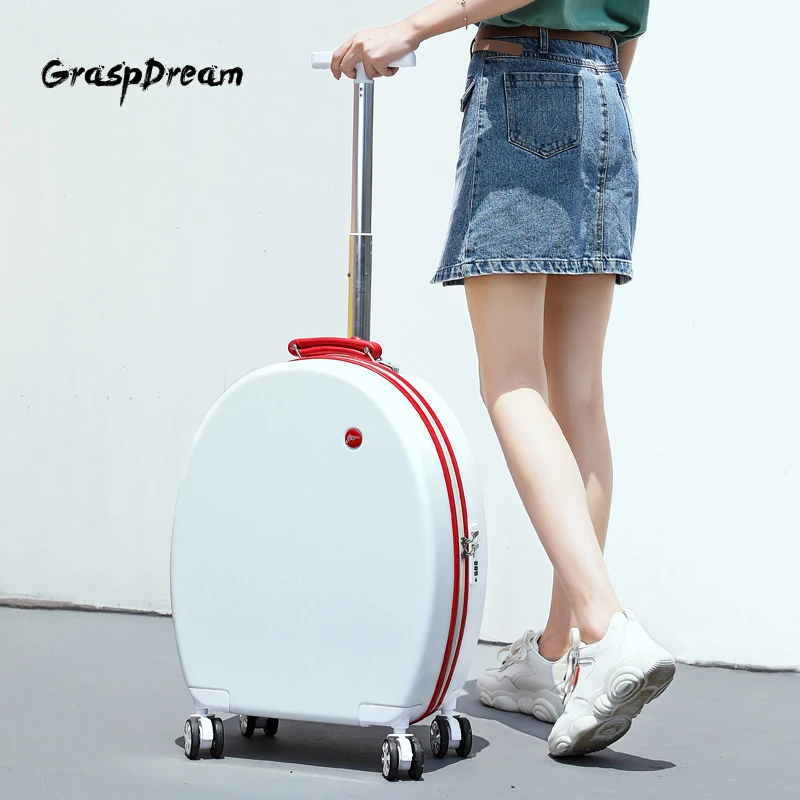 New trolley luggage set with makeup case cute round suitcase universal wheel boarding 20 inch travel carry on luggage