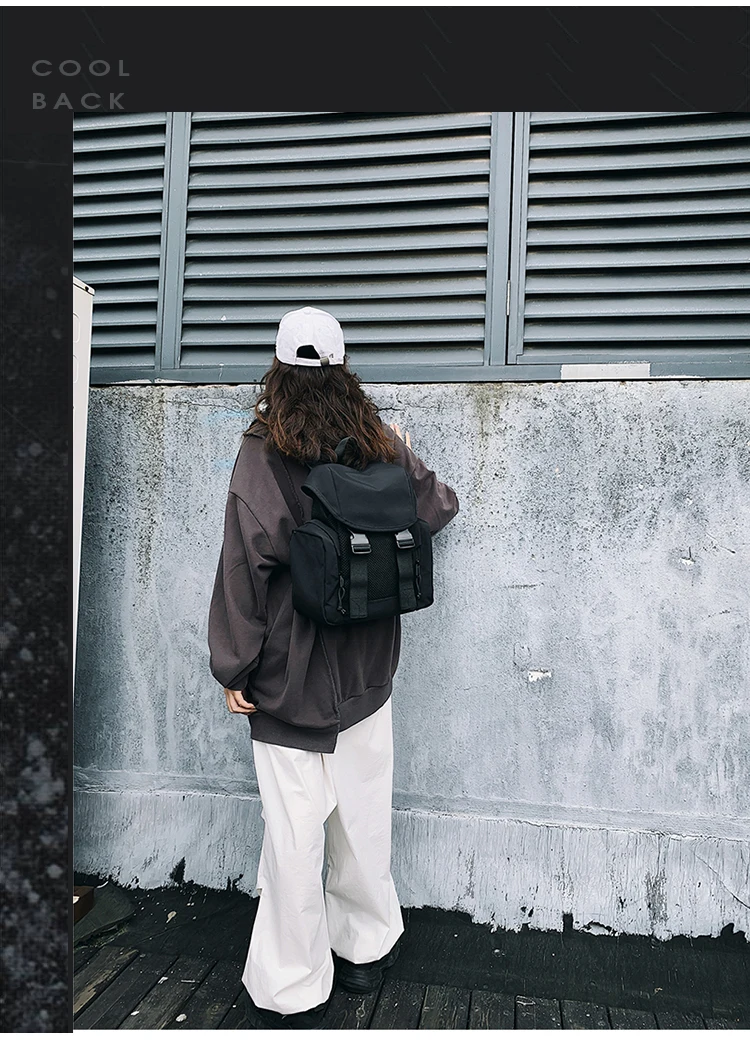 

PB3733 School bag Japanese solid color college style fashion trendy cool versatile lightweight small backpack