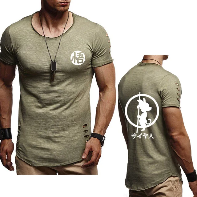 Men's T-shirt summer Anime Dragon Ball Hoodies Super Saiyan Dragonball Son Goku high quality Cotton Crew neck Men short sleeve H |