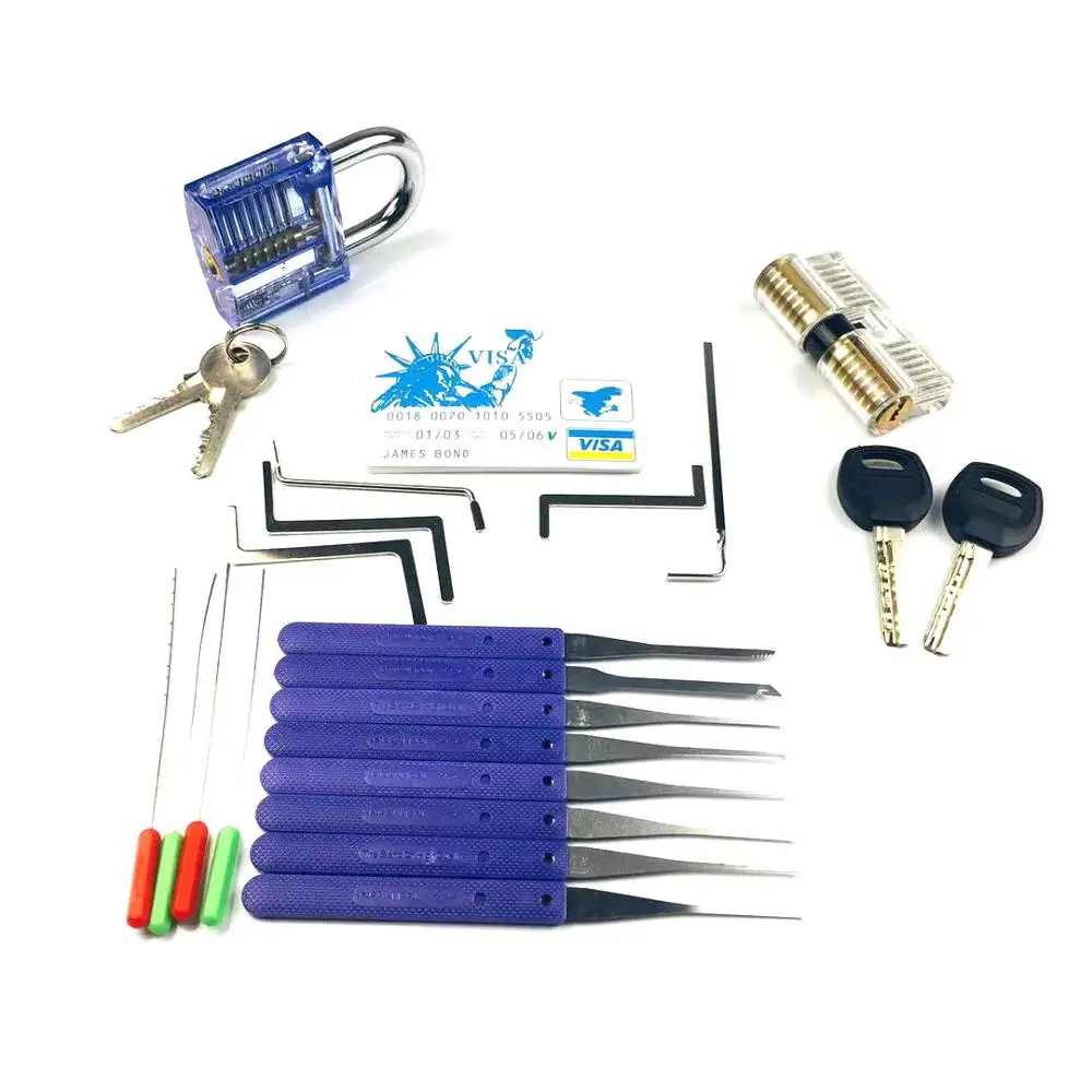 

Lock Set Broken Keys Extractor with Transparent Locks for Pro Locksmith Tools Practicing And Training Skills