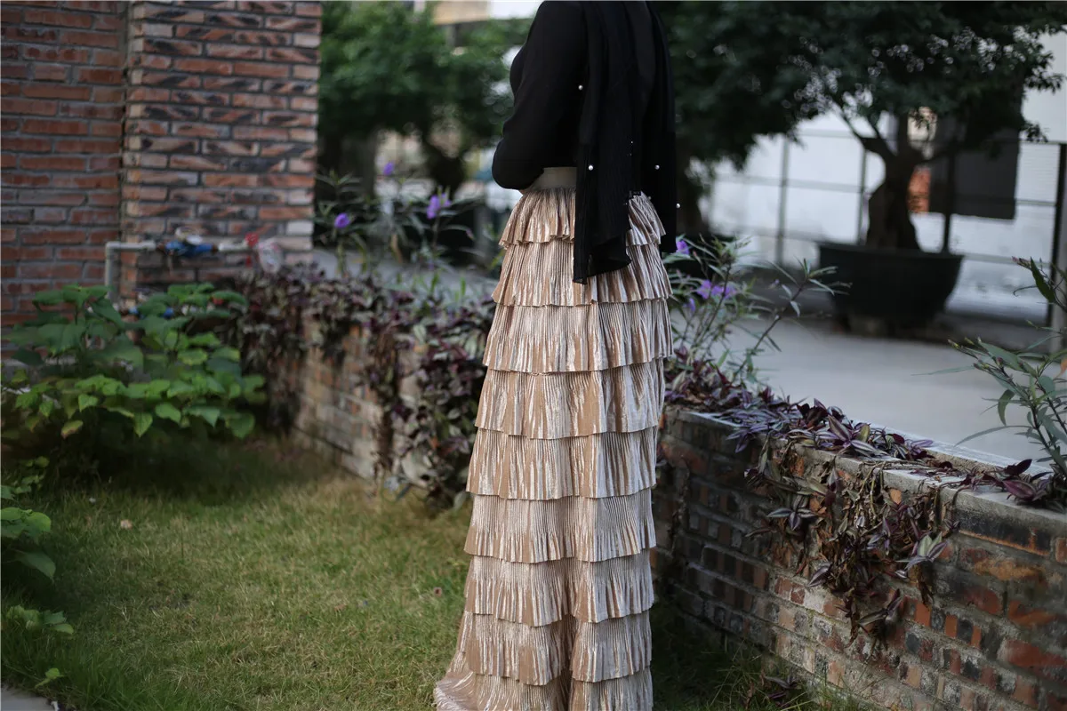 Элегантные многослойные плиссированные длинные юбки женское коктейльное платье