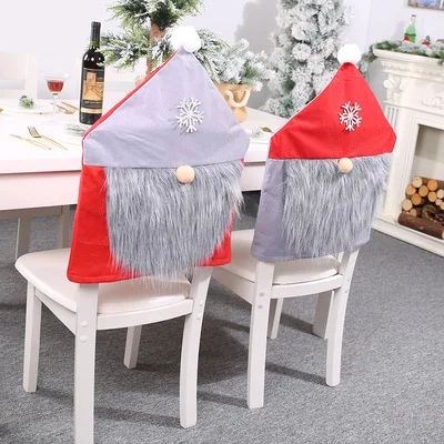 

Christmas Chair Back Cover Nordic old people's red and grey Christmas Dinner Table Hotel Decor Holiday Party Xmas Ornament