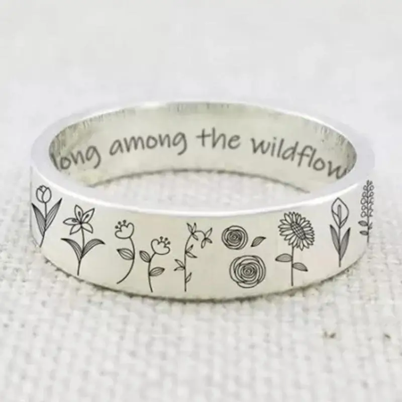 

Vintage Aesthetic Flower Rings for Women 2021 New Arrivals Women's Promise Ring White Gold Color Wedding Jewelry Accessories