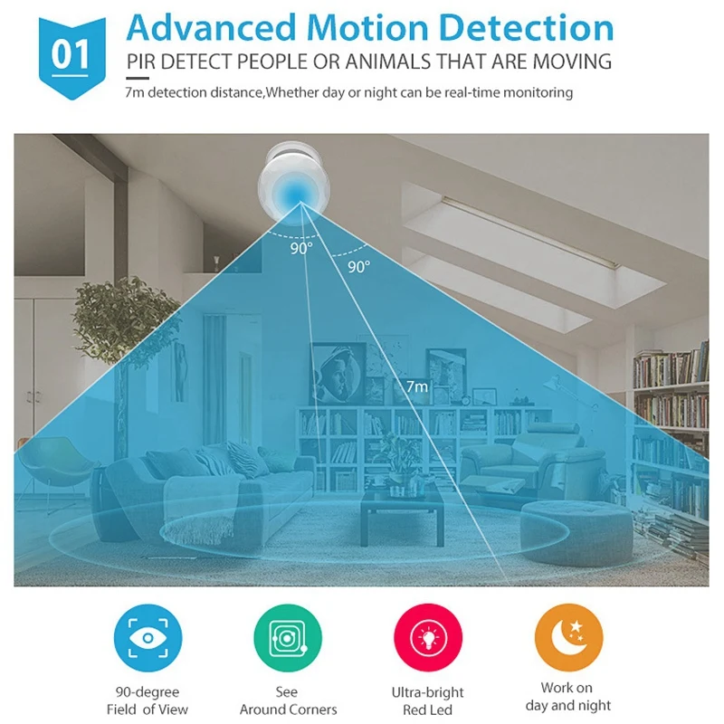 

Coolcam Z-Wave Sensor PIR Motion Sensor Detector Home Automation Alarm System Motion Alarm
