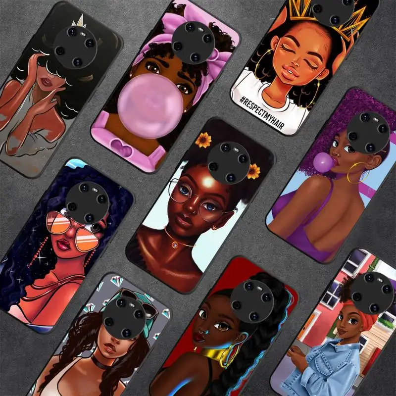 

Melanin Poppin African Black Girl Phone Case For Huawei Y5 Y62019 Y52018 Y92019 Luxury funda case for 9prime2019