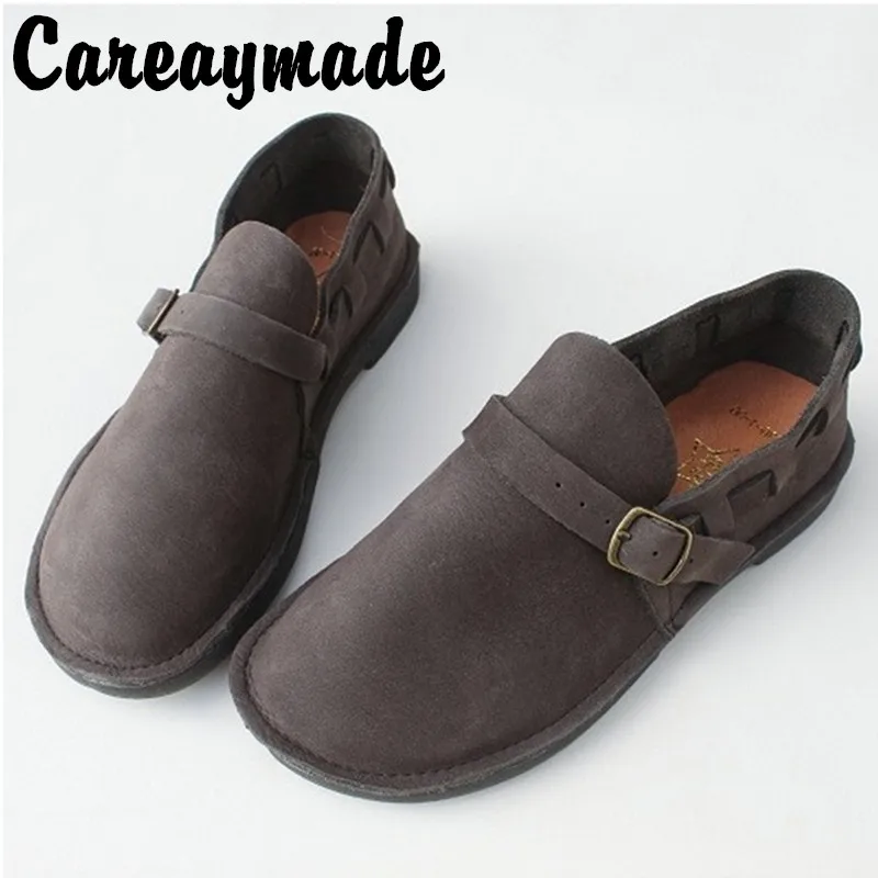 

Careaymade-Real leather flat heel soft sole women's shoes,retro pure hand-made top leather breathable comfortable single shoes