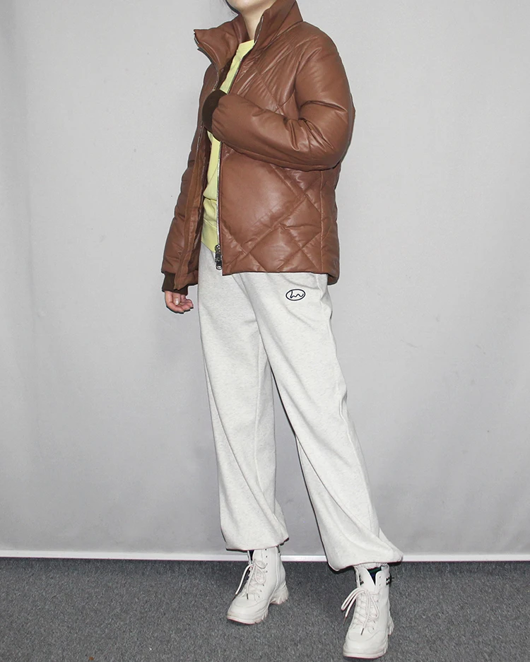 2021 Women's Jacket Duck Down Coat Genuine Sheepskin Lambskin Leather Parkas for Female Winter Clothing Brown Plus Sized XXXXL