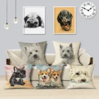 Декоративный чехол на подушки с рисунком собаки, милый Бульдог, наволочка для подушки, льняная наволочка для подушек, декоративная наволочка для дивана