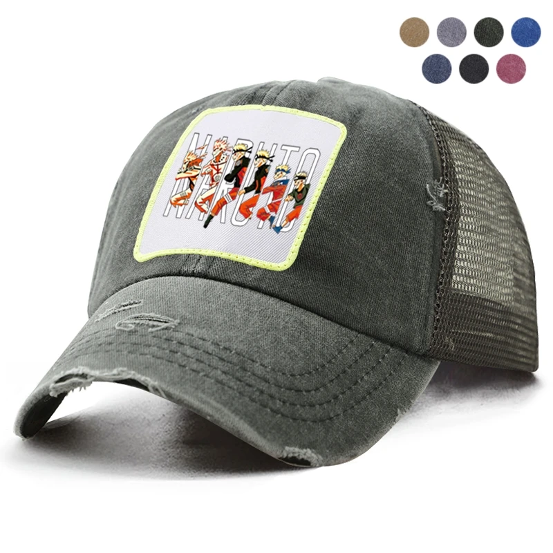 Fashion Japanese Anime Uzumaki Naruto Kurama Kyuubi Men's Baseball Cap Women Snapback Hip Hop Summer Mesh Hat Trucker | Аксессуары