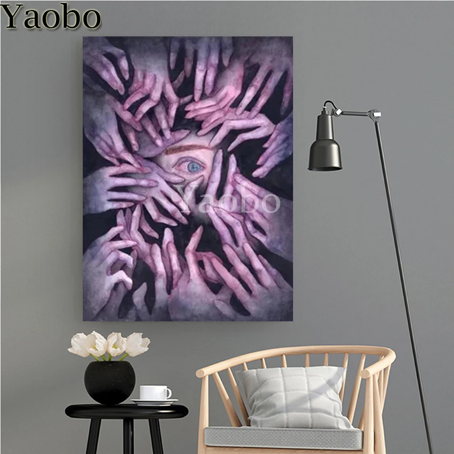 

Алмазная 5D картина «сделай сам», картина с квадратными страшными глазами и руками, вышивка стразами, подарок на Хэллоуин, подвесная живопись