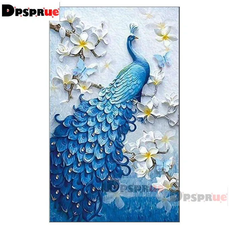 

Dpsprue Full Square/Round Diamond Painting Kit Cross Stitch Beautiful peacock Diamond 3D Embroidery DIY 5D Moasic Gift DP5227