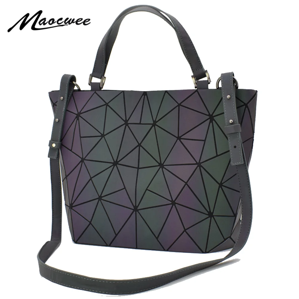 

New Bag For Women Geometric Luminous Purses and Handbags Women Bucket Messenger Bag Female Folding Handbag Tote Shoulder Bags