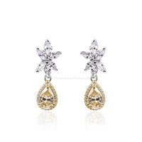 tianyu gems silver earrings 2 carat yellow moissanite diamonds women jewelry 57 5mm pear gemstones drop earrings wedding gifts
