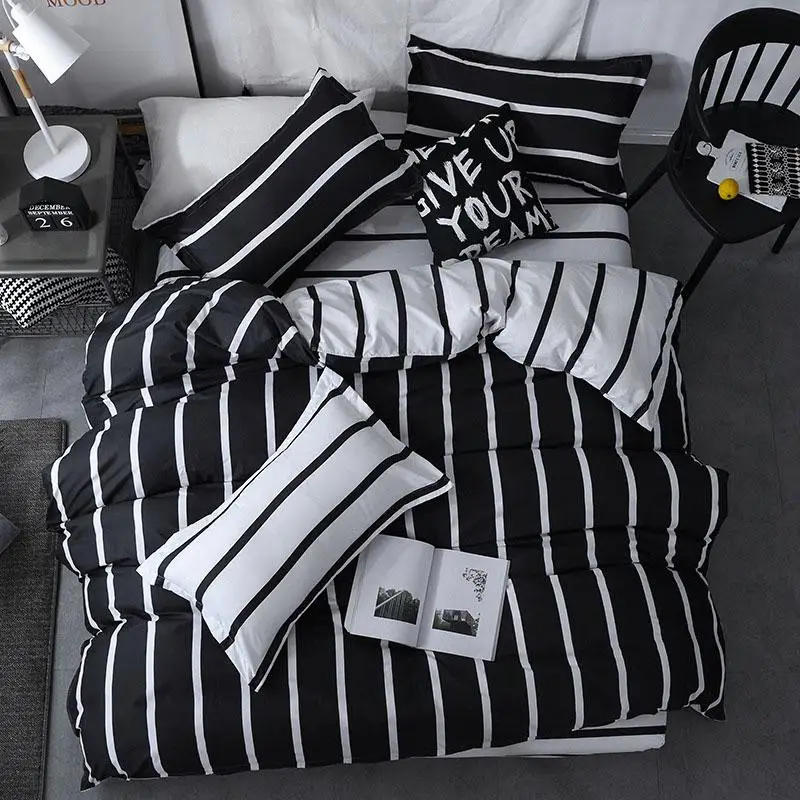 

30 Stripe 4pcs Kid Bed Cover Set Cartoon Duvet Cover Adult Child Bed Sheets and Pillowcases Comforter Bedding Set