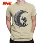 Мужская футболка с изображением копающей Луны, Забавные футболки с астронавтом, футболки с коротким рукавом и круглым вырезом, хлопковые топы размера плюс