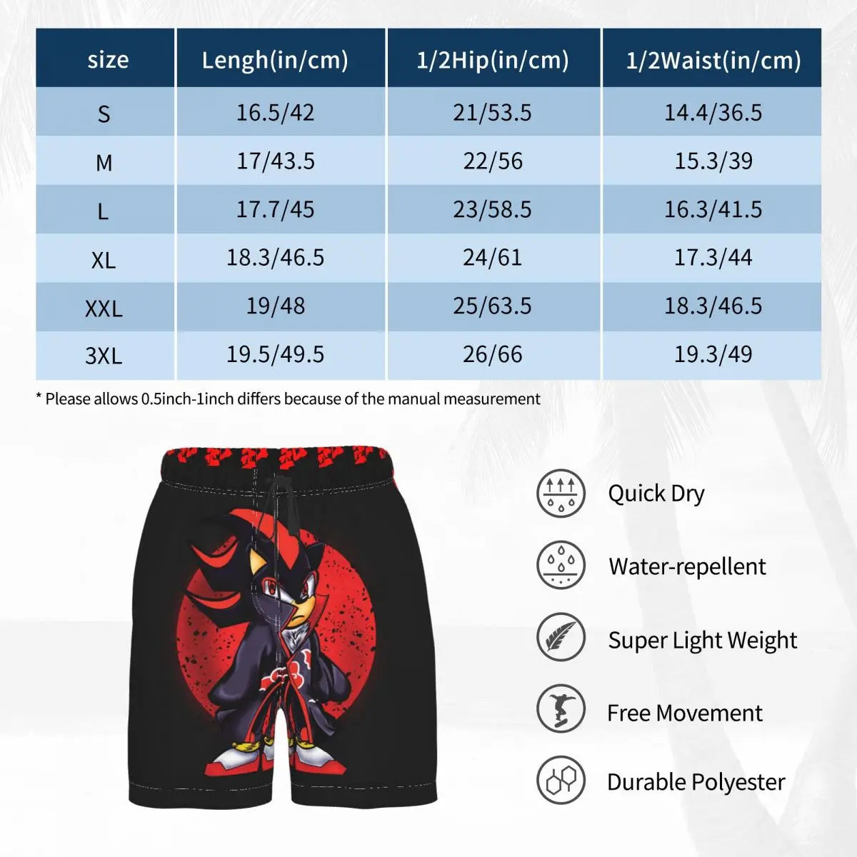 

Men's Beach Anime Shadow Of The Akatsuki Breathable Quick Dry Funny Novelty One Punch Man basketball Male Shorts