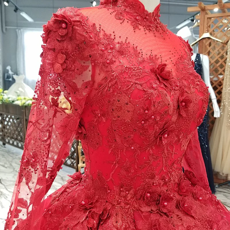 LS02100 red muslim puffy vintage вечернее платье с длинным рукавом рукавом|Вечерние платья| |
