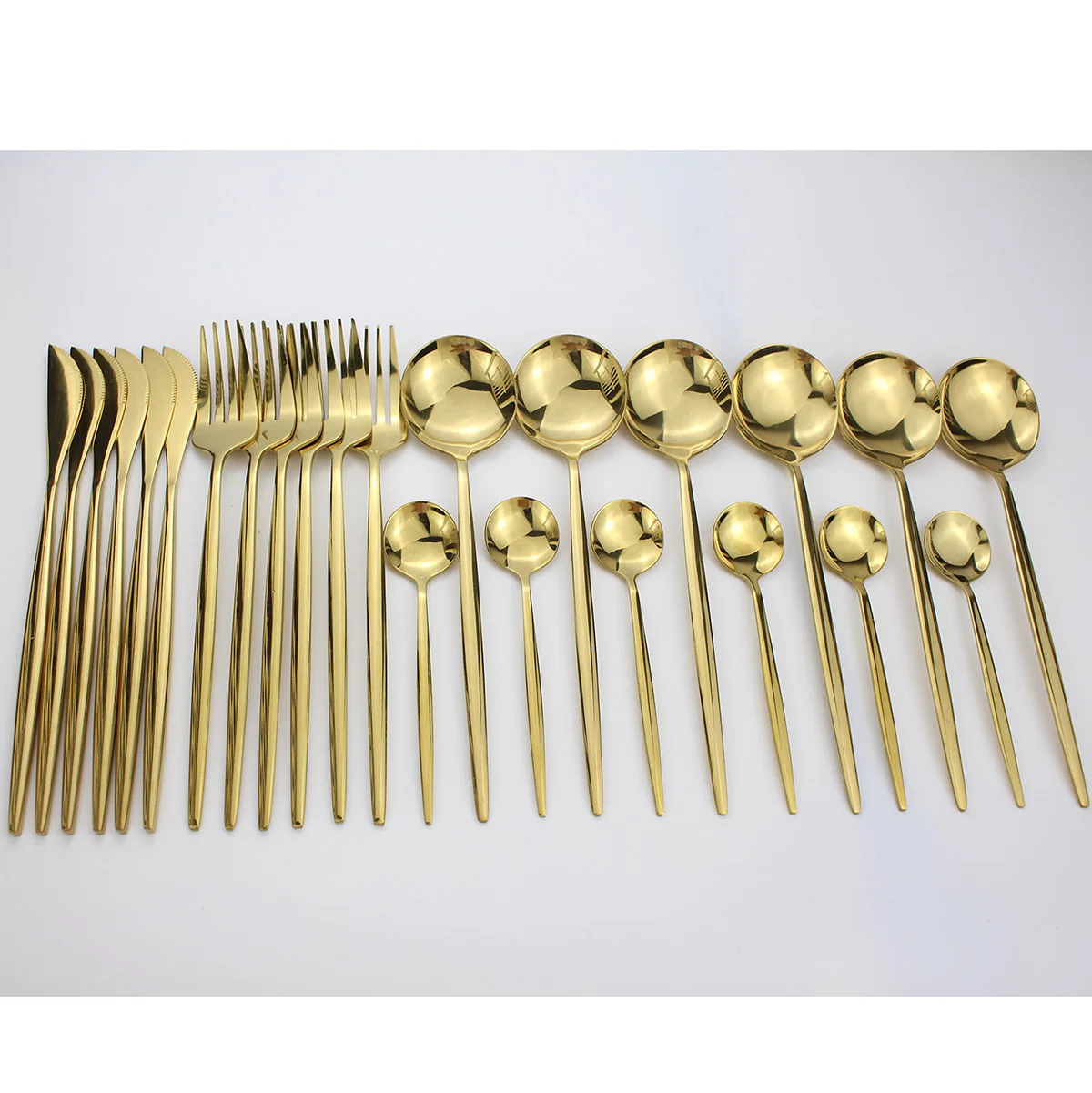 24 шт золотой набор посуды 304 из нержавеющей стали столовых приборов столовые