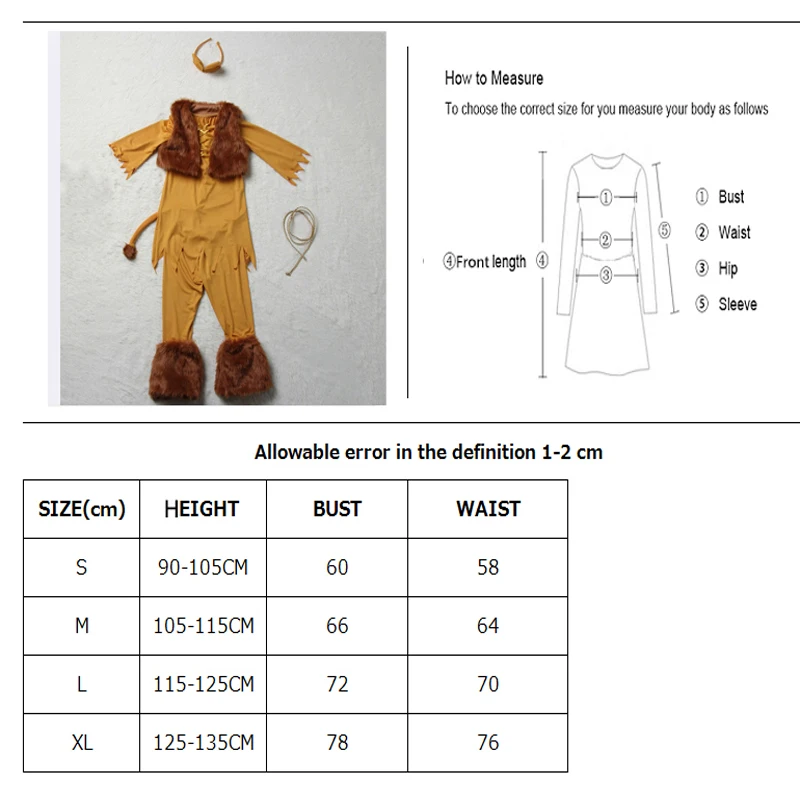 

Carnival Kid Animal Lion Costume Halloween Unisex Jumpsuit Stage Show Parade Cosplay Fancy Party Dress