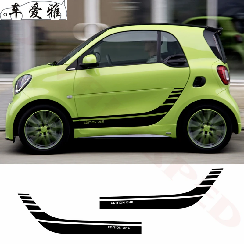 2 шт. Стайлинг автомобиля для Smart Fortwo Forfour спортивные полосы наклейки корпус дверь