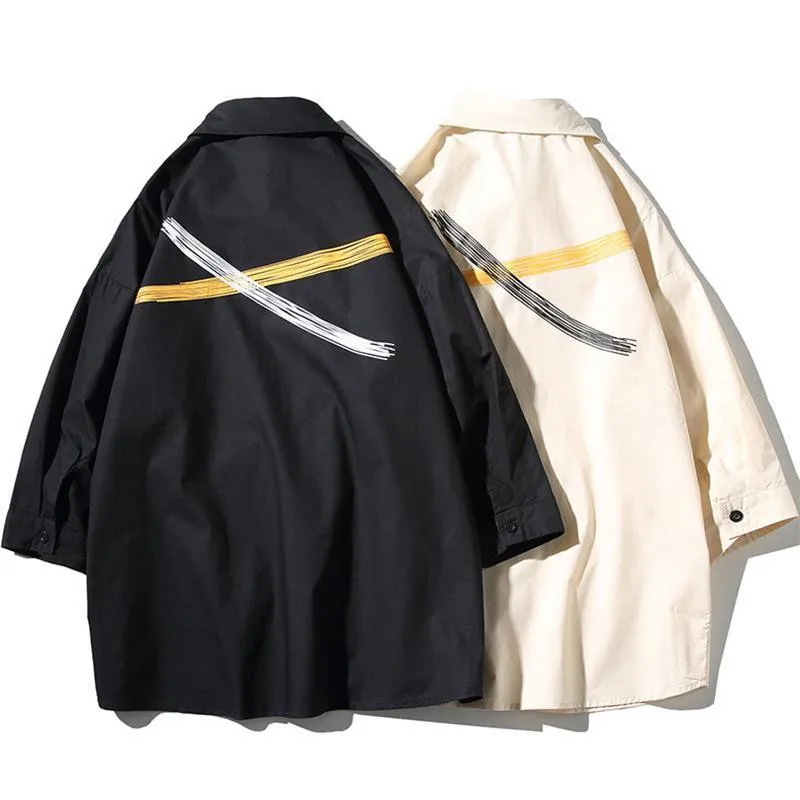 Рубашка мужская в стиле хип-хоп модная Повседневная Блузка Корейском смешная