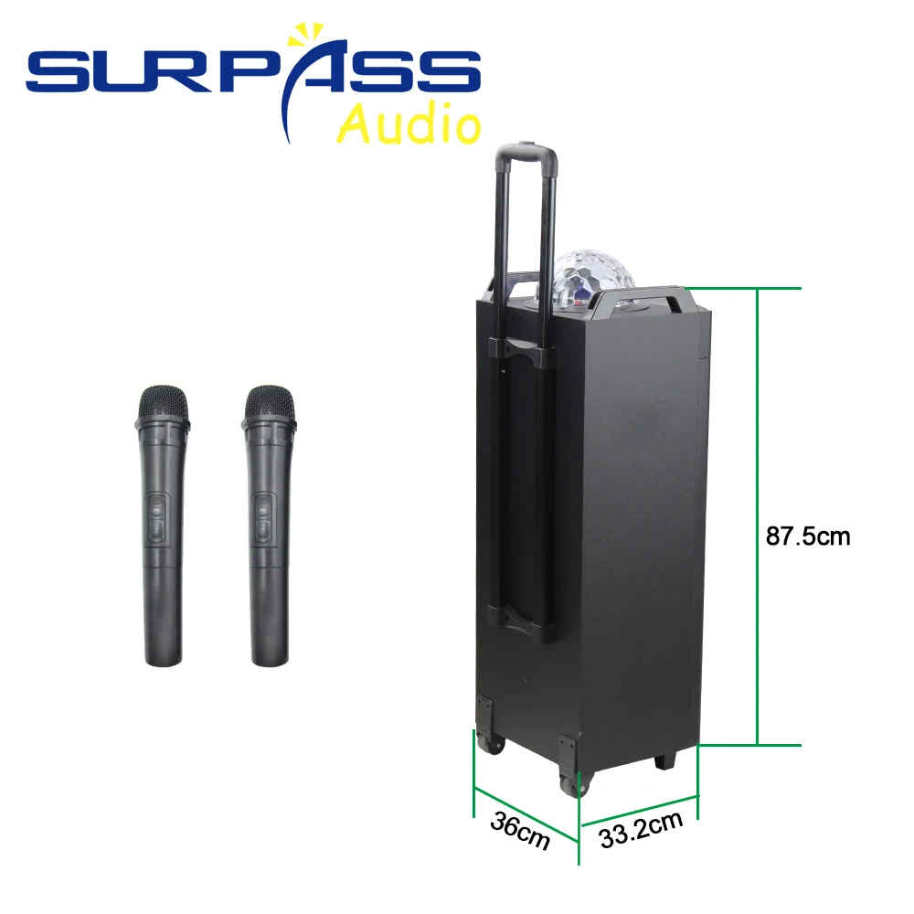 Портативная уличная Bluetooth-Колонка на колесиках 60 Вт светильник Беспроводная