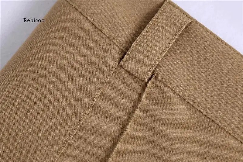 

Women's Fashion Solid Color Straight Pants with Seam Detail Retro High Waist Zipper Flying Office Wear Women's Pants