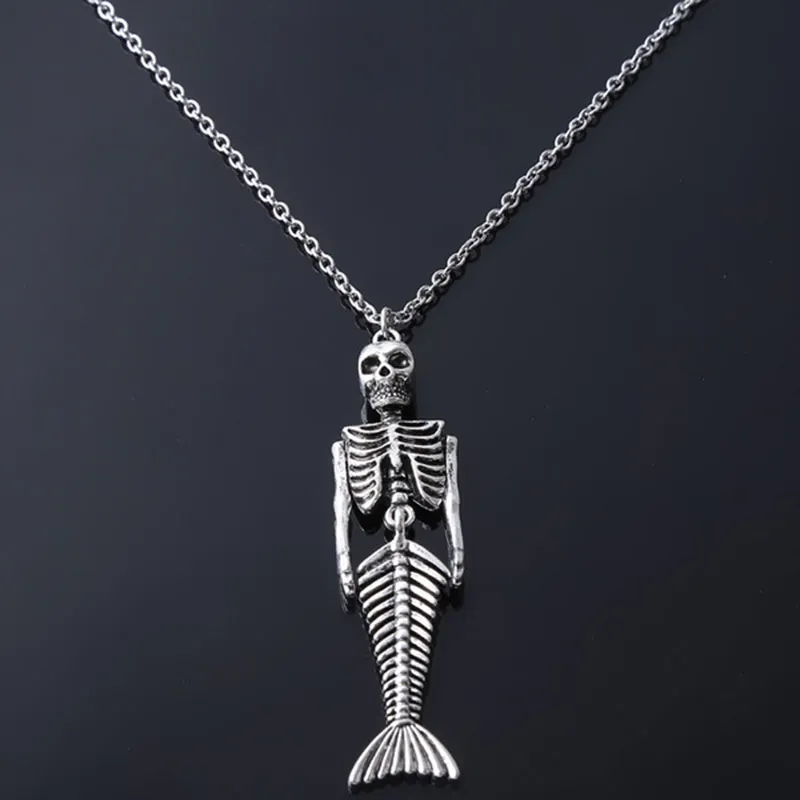1 шт. металлическая подвеска в виде скелета русалки ожерелье на Хэллоуин стимпанк