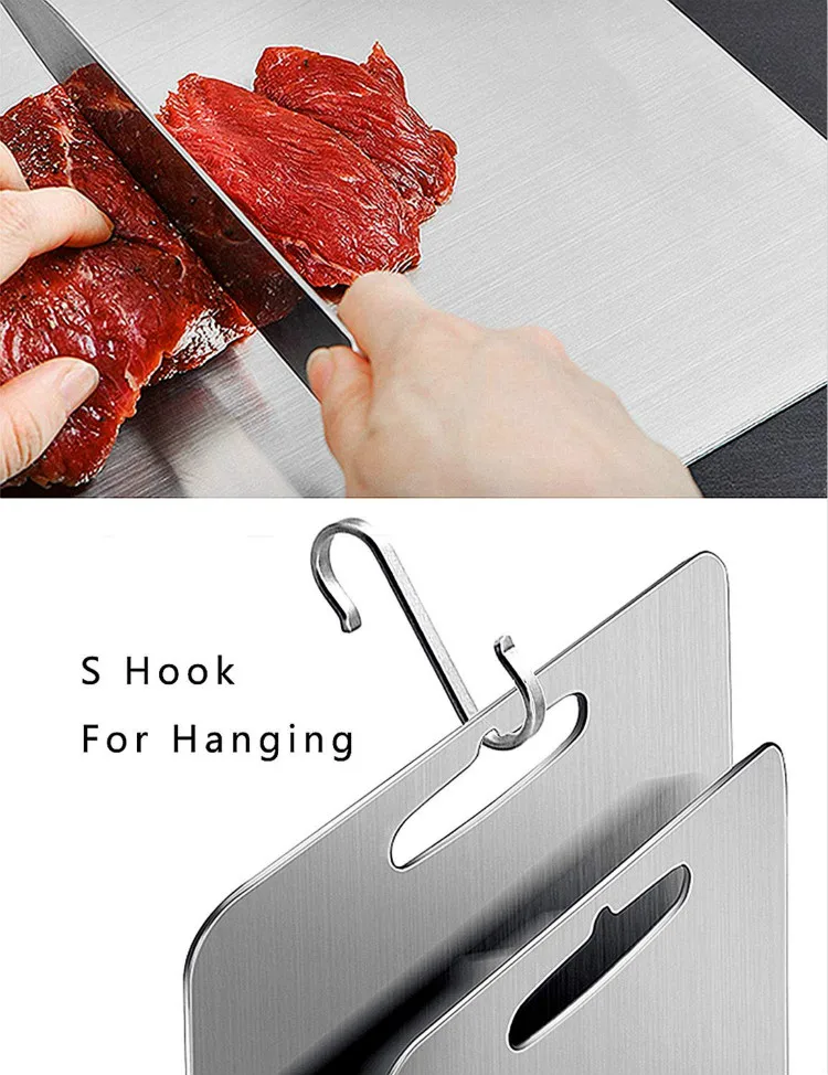 

304 Food-grade Stainless Steel Cutting Board for Kitchen Dishwasher Safe Fit Vegetables Breads Meats