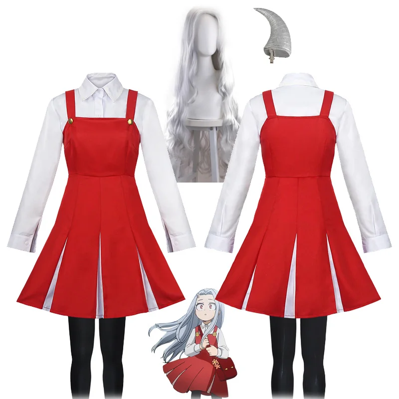 

Anime Boku No My Hero Academia Season4 Eri Cosplay Costume Uniform Dress Halloween Costume Wig Horn Socks Full Set Outfit